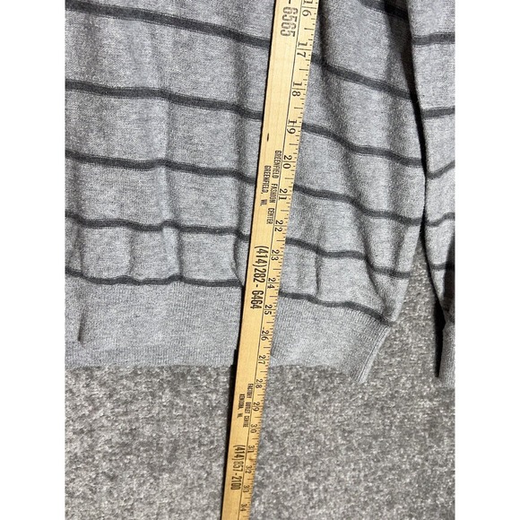 Banana Republic Striped Cotton Slub Knit Crew Neck Sweater Mens Size XL Gray - Picture 7 of 7